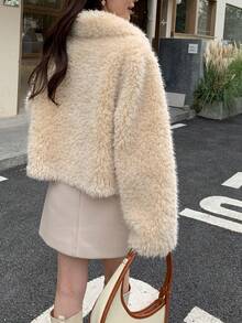 Women's Casual Horn Button Faux Fur Coat, Autumn/Winter