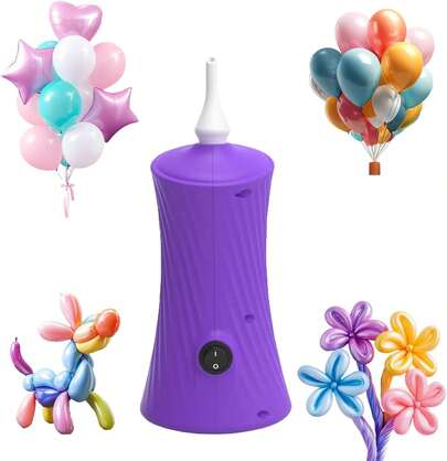 Balloon Pump Electric Air Pumps For Long Balloons, Electric Air Balloon Pump, Balloon Inflator For Foil Twisty Animal Balloons In Birthday Party For Decorations(Orange, Pink,Blue,Purple)