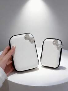 Bolsa de almacenamiento con cierre de cremallera a prueba de golpes y resistente al agua, con capacidad grande, para cable de datos, auriculares Bluetooth, auriculares con cable, cargador, cable de carga, organizador electrónico impermeable para viajes, actividades al aire libre, vacaciones de verano, para mujeres y hombres, con lazo de strass y unicolor - Multicolor - Ver 6