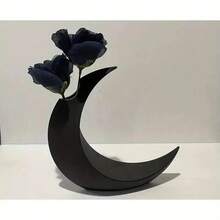 3D Printed Moon Shaped Vase - Gothic Victorian Era Moon Decorative Vase, High-Quality Plastic Tabletop Vase, Holiday Party Decoration, Creative Friend Gift, Bohemian Style Decoration | Delicate Pattern Decoration, Vase Home Decoration Room Decor Flower Vase Glass Vase