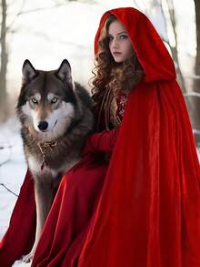 1PC High Density Velvet Witch Hooded Cape, Women's Halloween Queen Party Cosplay RobeCloak,SuitableForHalloween,Christmas,Devil, Vampire, Renaissance Medieval Costume Accessories