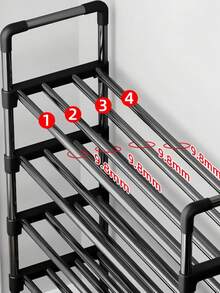 1pc 45-60cm Wide Black Small Shoe Rack, Space-Saving, Minimalist, Dust-Proof, Sturdy And Durable, Fashionable, Easy To Assemble And Disassemble, Portable, Suitable For Living Room, Bedroom, Entrance, Office, Home, Multi-Layer Storage, Holiday Gift, Christmas Gift, Gift - Multicolor - View 4
