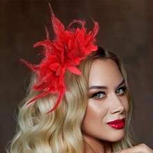 Fascinators For Weddings, Fascinator Pink, Elegant Vintage Mesh And Fabric Feather Fascinator Hat For Women, Party Ball Top Hat Jockey Club Headband Accessories Hairband Hair Hoop, Hair Band,