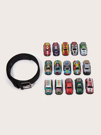 1pc Nylon Belt With Asymmetrical Punk Style Mini Car Buckle, Suitable For Gatherings, Parties, Halloween