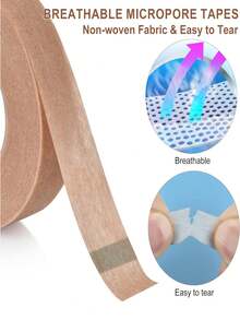 3卷睫毛延长胶带、鼻形塑形胶带、微孔胶带、透气易撕纸胶带、睫毛隔离胶带、一次性无纺布胶带、肤色纹身和疤痕胶带 - 彩色 - 查看 3