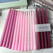 4pcs 10-Inch Spiral Candles, Light/Dark Pink/Muted Color Series, Suitable For Home Decor, Wedding Decor, Dining Table Decor, Best Friend Gifts, Women's Gifts, Winter Gifts, Birthday Decor, Candlelight Dinner, Candle Holders, Formal Dinner, Wedding - Multicolor - View 2