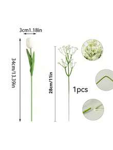 3/30支装仿真满天星和白色郁金香花束套装。适用于婚礼装饰、家居装饰、办公室装饰、房间装饰、DIY插花、户外布置、客厅装饰、婚礼中心摆件和情人节。适合春季和情人节。也可用作复活节礼物、仿真花束、订婚派对、春夏装饰、闺蜜礼物、生日礼物和新娘捧花。
