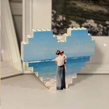 Personalised Couples, Daddy & Me, Mummy & Me ® Brick Photo Block, Gift For Dad, Mom, Couples, White, Building Block, Puzzle, Gift, Him, Dad, Father's Day, Couples, Valentine, Grandpa, Wedding, Him, Her, Mum, Mother's Day, Mom, Cute, Christmas Gift Supplies,Home Decor Living Room - Multicolor - View 14