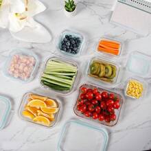 8PCS Glass Food Storage Containers With Lids, Food Storage Containers, Leak-Proof, Suitable For Fruits, Vegetables, Kitchen, Picnic, Meal Preparation, Refrigerator - 透明 - 查看 4