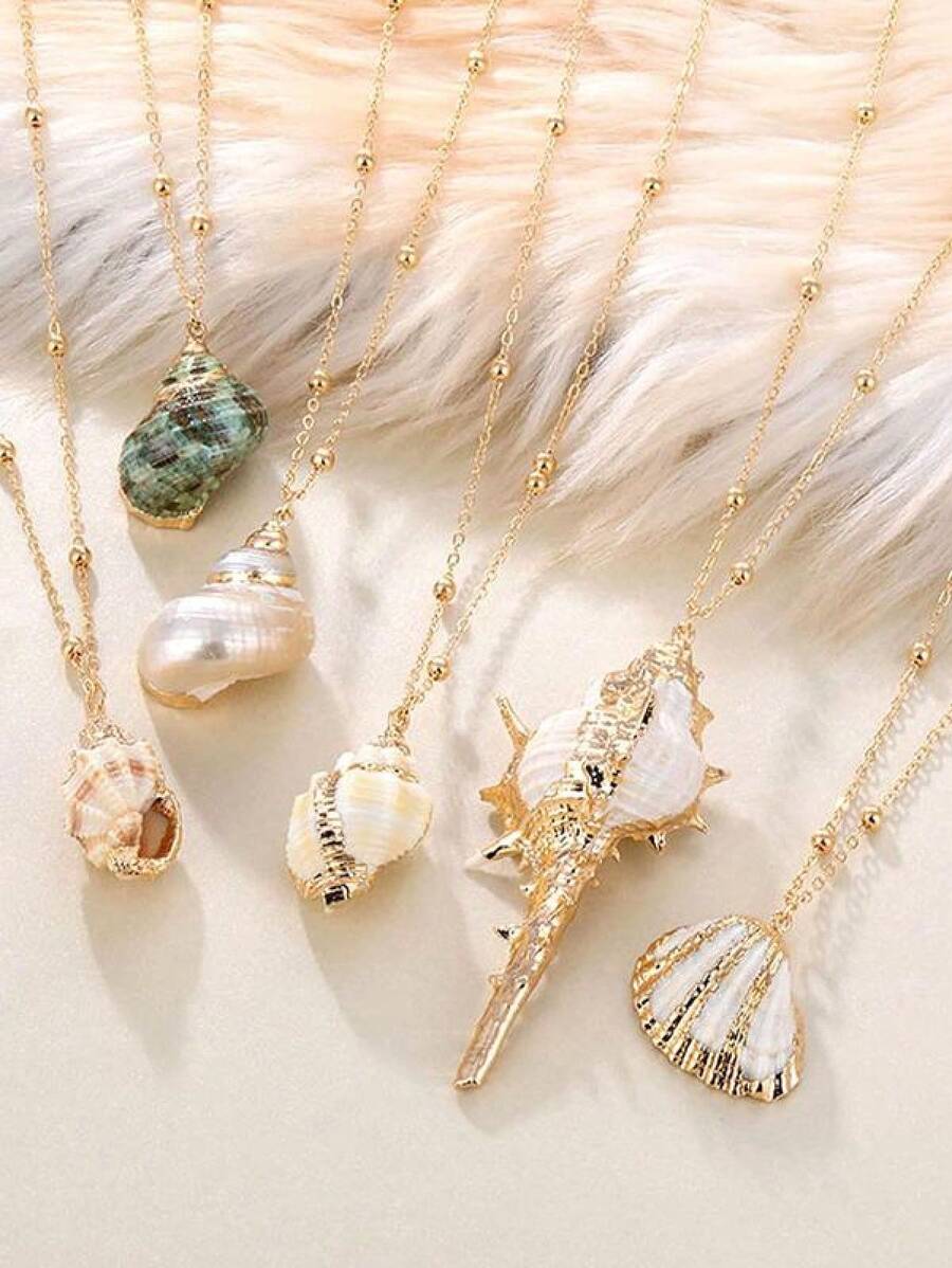 1pc Shell Pendant Necklace, Bohemian Beach Jewelry For Summer - Multicolor - View 1