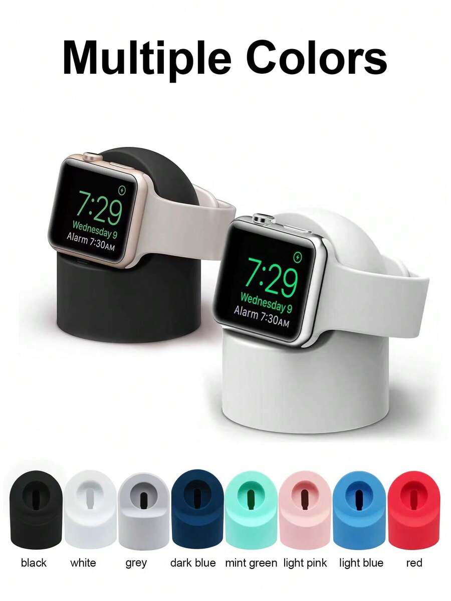 1 个硅胶充电支架，兼容 Series 10/9/8/SE/7/6/SE/5/4/3/2/1/Ultra，所有尺寸，充电底座，兼容 46mm 49mm 45mm 44mm 42mm 41mm 40mm 38mm 智能手表支架配件，支持床边模式（不含充电线） - 彩色 - 查看 1