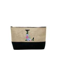 2pcs/Set Women's Beach Tote Bag With Shoulder Strap, Beach Hat And Cosmetic Bag, Personalized Letter A-Z Beach Accessory Bag With Side Pocket, Ideal Gift For Women, Mothers, Teachers, Friends, Bridesmaids, Students, Suitable For Beach Vacation, Outdoor Wedding, Birthday, Holiday, Large Capacity For Weekend Getaway - Multicolor - View 45