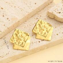 Pendientes de botón personalizados creativos, serie geométrica, labios, corazón sencillo, corazón doble, mariposa chapada en oro de acero inoxidable