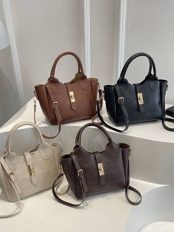 حقيبة دلو من قماش ناعم بسحاب رباط، لون أحادي مطرز، حقيبة يد أنيقة، حقيبة كتف وحقيبة متقاطعة الجسم قطعة واحدة