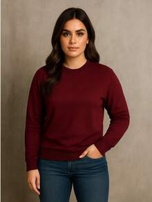 sudadera de manga larga con cuello redondocomodo, ideal para todas la estaciones - Rojo violeta - Ver 1