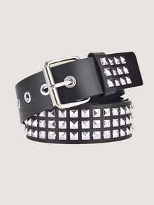 European And American Square Beaded Rivet Belt, Metal Pyramid Belt, Punk Metal Jeans Belt, Street Style, Suitable For Men And Women Of All Seasons - Multicolor - View 10