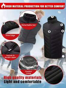 Men's Outdoor Sports Heated Clothing Men's Winter Outdoor Sports Smart Heated Vest Autumn & Winter Warm Heated Jacket/Coat - màu đen - Xem 2