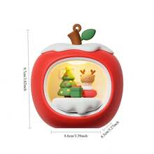 Luz nocturna en forma de casa de manzana navideña, con tres niveles de ajuste de brillo y luces LED recargables por USB, se puede colgar y decorar en la mesa, adecuada para iluminación de ambiente en dormitorio, sala de estar, regalos de Navidad y cumpleaños