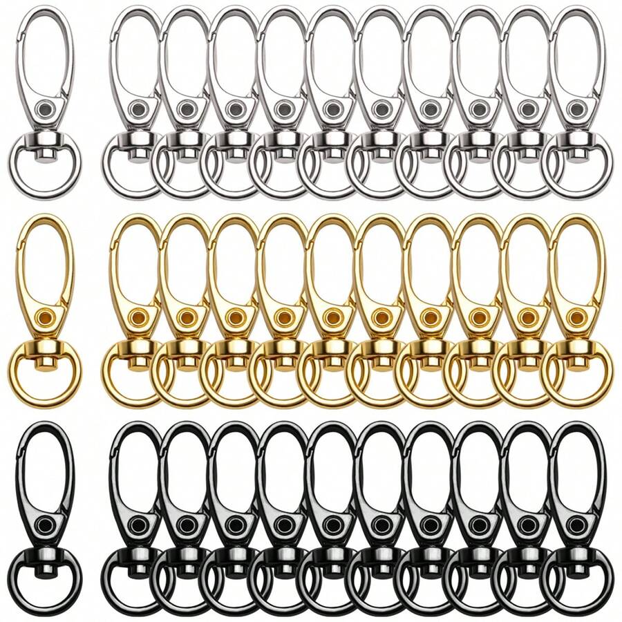 10/20pcs Rotating Trigger Clasp Metal Key Chain Spring Hook, For Hanging Key Chains, Dog Leashes, Crafts, Decorations, Bag Accessories