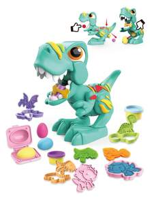 Set de juguete de arcilla de colores con dinosaurios para interacción entre padres e hijos. Arcilla creativa para manualidades de niños, sin pegajosidad ni decoloración (formas de dinosaurios interesantes + abundantes herramientas de arcilla). El set presenta temas lindos de dinosaurios, con arcilla antiadherente e indesteñible, junto con huevos de dinosaurio, moldes para dar forma y varias herramientas. Durante la interacción entre padres e hijos, los padres y los niños pueden usar la arcilla para esculpir dinosaurios y presionar los moldes, ejercitando las habilidades manuales y la creatividad del niño. Los niños también pueden jugar de forma independiente para liberar su imaginación y crear su propio mundo de dinosaurios, ayudando en el desarrollo artístico de los niños.