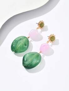 4pcs/Set Fashionable & Elegant Bohemian Style Colorful Resin Beads, Asymmetrical Geometric Amber, Pink, Turquoise, Gold, Honey Color Resin Blocks For DIY Jewelry Making, Necklace For Women, Party & Holiday, Random Color Patterns