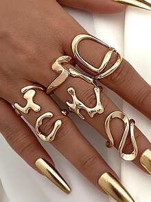 15pcs/Set Exaggerated Sexy Luxury CCB Material Wide Ring Set For Women, Fashionable Jewelry For Daily, Party, Wedding, Gift For Girlfriend/Friend