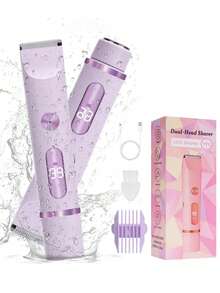 Women Bikini Trimmer, Dual-Head Hair Trimmer For Women,2-In-1 Bikini Shaver With Ceramic Blade Heads & Type-C Charging Port, Electric Razors For Women Pubic Hair,Underarms,Legs,Arms,Face