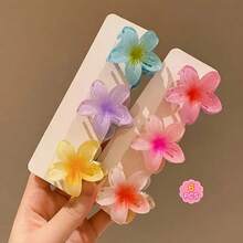 3Pcs Mini(4 Cm*4 Cm) Gradient Flower Hair Clips, Mixed Colors, Pop Culture Theme, Fashionable And Casual Style, Perfect For Going Out And Commuting, Ideal Women's Gift, Elegant And Classy Women's Hair Accessories With Side-Grabbing Shark Clip - 多色3個 - 查看 9