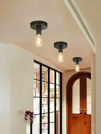 半嵌入式吸顶灯，简约工业风，E27灯头，适用于卧室、走廊等各种场景，布艺灯，现代优雅的灯具，不含灯泡