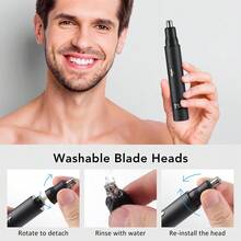 Hailicare 3-In-1 Men's Grooming Kit 7500 RPM Powerful Motor 3D Safety Blade Head Type-C Fast Charge Magnetic Dust Cover Gift For Boyfriend & Dad - Black - View 6