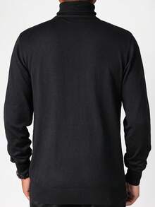 GRDR Autumn/Winter New High Neck Pullover Sweater, Casual Thin Knit Top For Daily Wear - Black - View 6