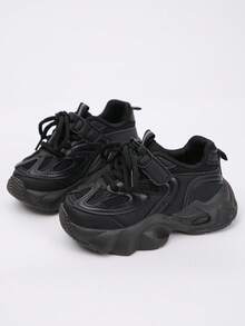 1 Pair Kids' Casual Sneakers, Cute Athletic Breathable Running Shoes For Boys And Girls - Black - View 1