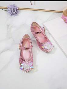 Zapatos de tacón alto con estilo de princesa con cristales para niñas, aptos para danza, primavera y otoño - Rosa - Ver 3