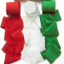 1 Rolle/3 Rollen DIY handgemachtes Quasten Stoff Geschenkverpackung Chiffon Band, 3,8 cm x 5 m Fransen Kanten Bänder, Bänder geeignet für Hochzeitseinladungen, Weihnachtsgeschenk Dekoration, DIY Basteln, Schleifen Herstellen, Hochzeitsdekoration, Brautstrauß, Geschenkverpackung, Party Dekorationen (Rot)