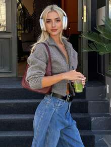 Damski nowy styl, dwustronny metalowy zamek błyskawiczny, wygodny materiał, swobodny, uniwersalny, sportowy styl, na wiele okazji, sportowy kardigan dzianinowy, jesień i zima