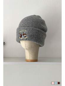 قبعة محبوكة على شكل كلب السجق للنساء، قبعة جميلة مع حماية الأذن، قبعة شتوية دافئة مطرزة بكلب التزلج، قبعة محبوكة متعددة الاستخدامات للخريف/الشتاء