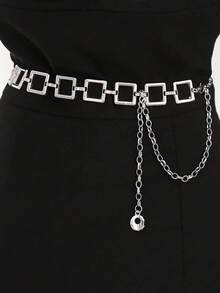 1 Peça Corrente de Cintura Geométrica Oca Minimalista Feminina, Adequada para Vestidos Diários e Acessório de Roupa Formal