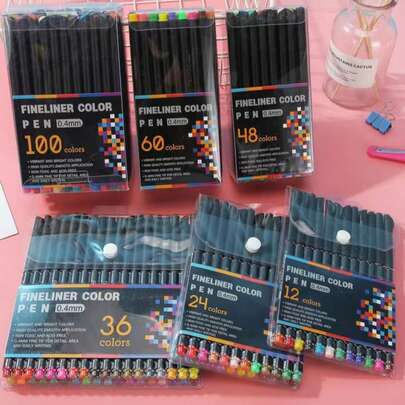 100pcs A Set Muticolor Fine Line Marker, Waterproof Sets, Black Outline Painting, Comic Oil Painting, Watercolor Painting Special, Art Supplies, Art Sets, School Supplies, Birthday Present ,Christmas Gifts