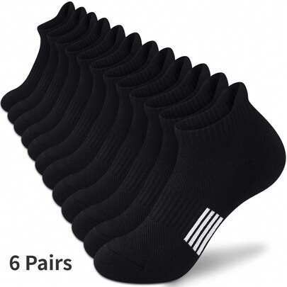 6 Pairs Women's Low Cut Cushioned Athletic Running Socks For Outdoor Sports Comfort