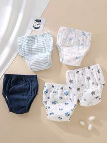 5pcs Reusable Baby Potty Training Pants, Cotton Breathable Thin Anti-Leakage Cloth Diaper For Newborns, Boys & Girls, Lovely Printed Pattern Gift For Babies - Multicolor - View 10