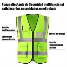 5 Piezas Chaleco De Seguridad Industrial Alta Reflejante - Amarillo fluorescente - Ver 5