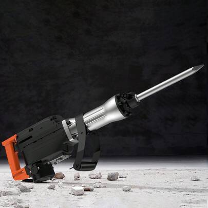 Martillo neumático de demolición, Martillo neumático eléctrico de 2200 W, rompedor de concreto de 1350 BPM, 2 piezas de cinceles con estuche, negro