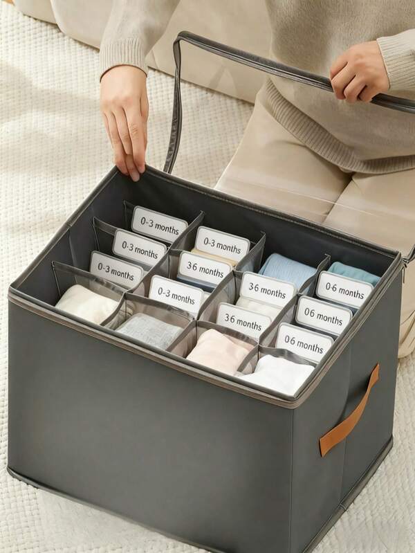 Estantería de almacenamiento para habitación de bebé, caja plegable con tapa, caja de almacenamiento para bebé, panel frontal transparente y cubierta antipolvo, para debajo de la cama, viajes, ahorro de espacio para zapatos, ropa, accesorios, diseño apilable, almacenamiento en el hogar, estructura resistente