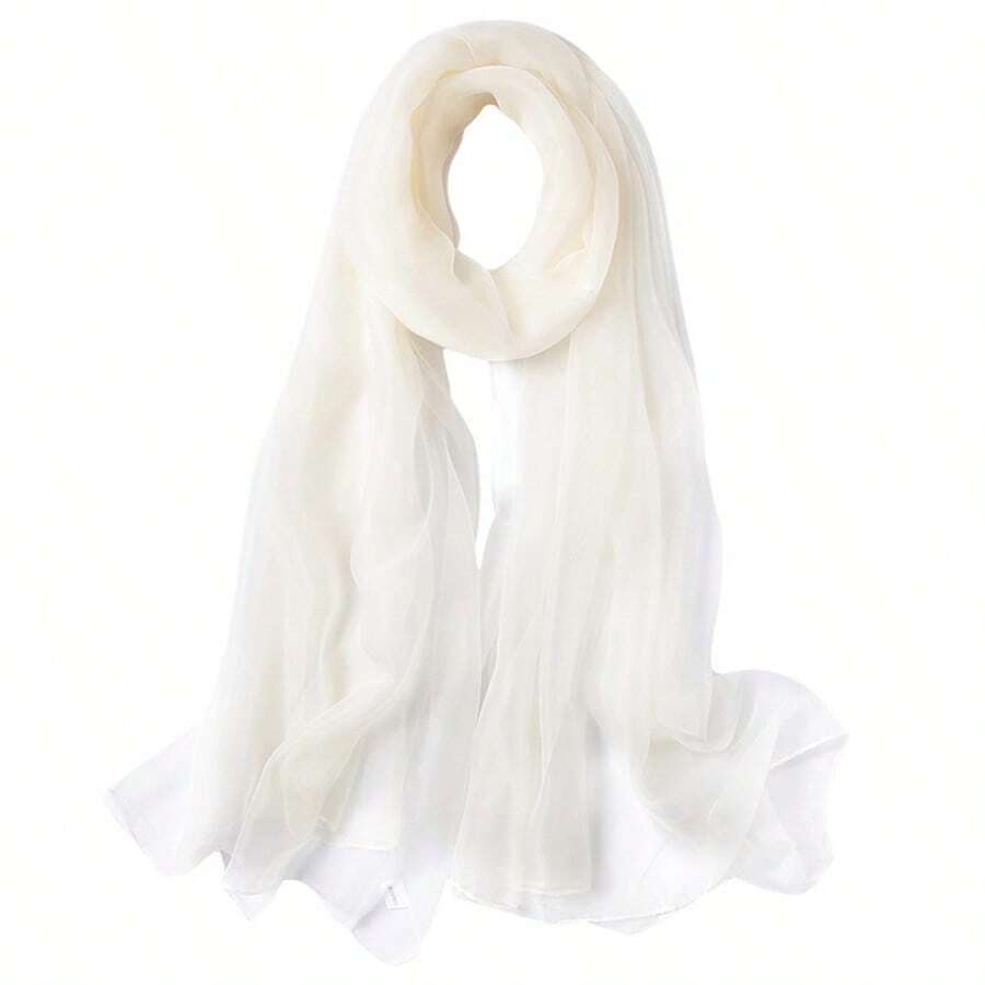 1 pieza Pañuelo/Pañuelo de cabeza de gasa blanca con adorno de encaje, apto para uso diario