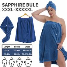 浴袍套装 XXL-XXXXXL - 2 件套超大浴裙和浴帽 + 82x215cm 珊瑚绒浴巾 | 超强吸水，可调节尺寸，适用于居家、旅行、桑拿、水疗淋浴，也适用于美容院、酒店、运动、家居用品、毛巾、护肤 - 彩色 - 查看 8