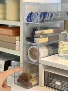 Multi-Tier Acrylic Desktop Organizer – Dustproof Drawer Storage For Stationery, Eyeglasses & Fashion Glasses