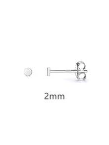 女士男士女孩用的925純銀耳釘,微小的平面點耳釘套裝,小圓盤耳釘,華麗的軟骨耳環圓形三角形耳針,4個尺寸可選(2mm/3mm/4mm/5mm) - 銀色 - 查看 8