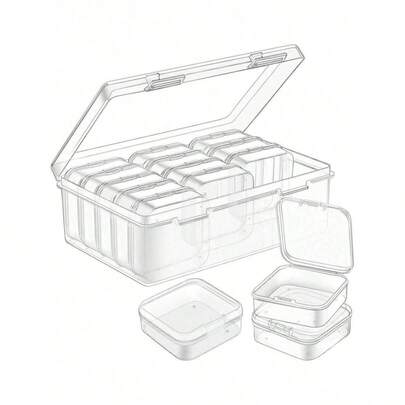 15 hộp nhựa trong suốt nhỏ đựng đồ: Sắp xếp các bộ phận nhỏ, trang sức, phụ kiện, đồ dùng văn phòng, đồ thủ công, ngày lễ tình nhân, đám cưới, sinh nhật, trở lại trường học