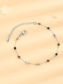 1pc Elegant Foot Jewelry Stainless Steel Turquoise Anklet For Women For Summer Vacation Travel Beach Party For Banquet Prom Party For Holiday Travel For Daily Decoration - Anklets - View 4