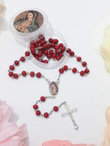 1 mặt dây chuyền thánh giá chuỗi hạt Mân Côi Đức Mẹ Guadalupe, Quà tặng tôn giáo cho Giáng sinh, Lễ Phục sinh, Thích hợp cho cầu nguyện hàng ngày, Thêm sức, Rước lễ, Rửa tội - Kinh Mân Côi Đức Mẹ Guadalupe - Xem 16